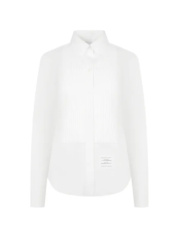 Thom Browne Pleated-bib Buttoned Shirt in White