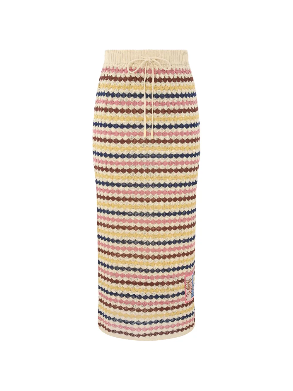 ZIMMERMANN Awaken striped drawstring-fastening midi skirt - Toni neutri