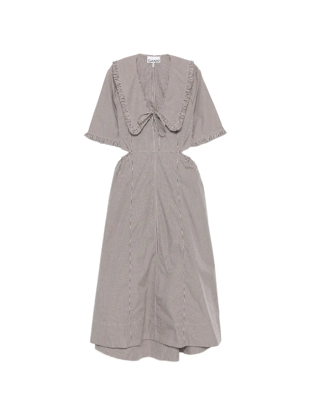ganni denim bow dress Bow-detail denim midi dress in blue - Ganni