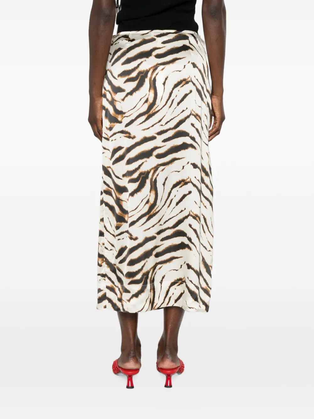 GANNI Midi-rok met dierenprint Groen
