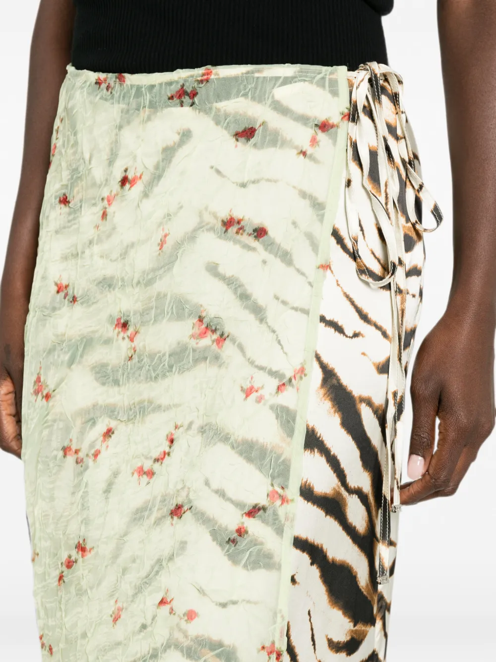 GANNI Midi-rok met dierenprint Groen