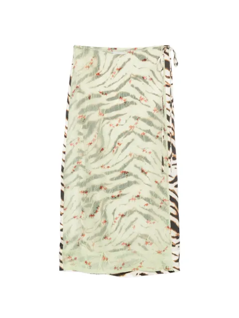 GANNI mix-print midi skirt