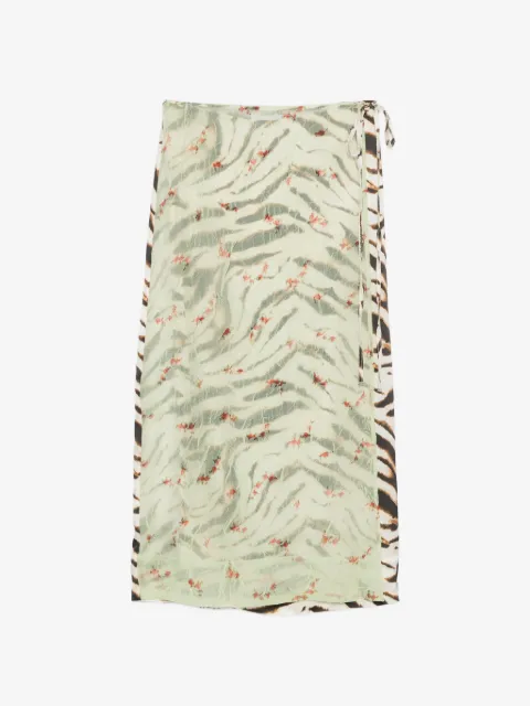 GANNI mix-print midi skirt