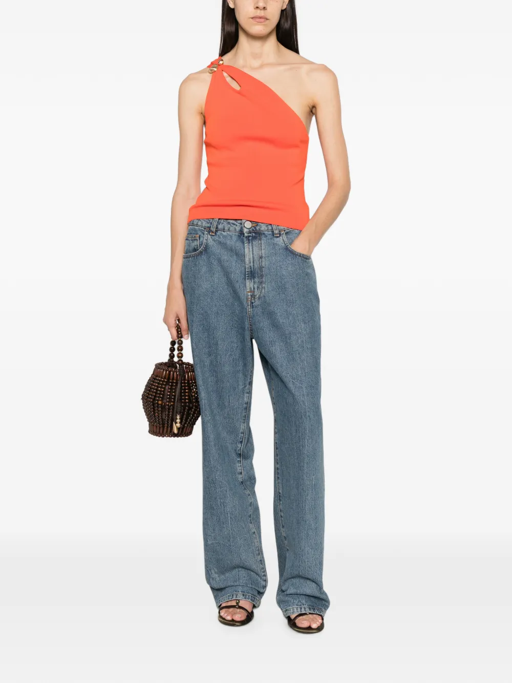 Cult Gaia Anouk one-shoulder top Oranje