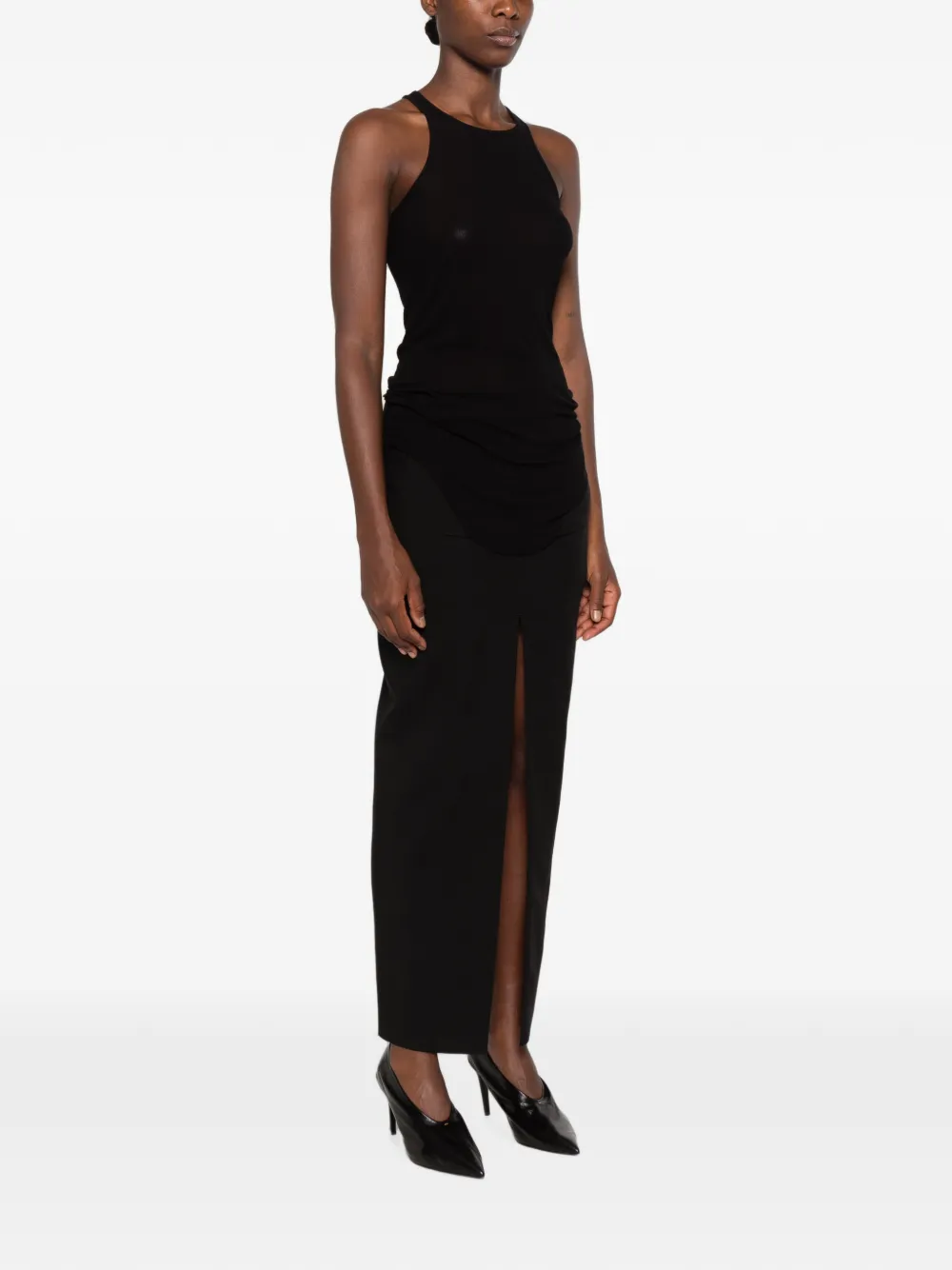 Rick Owens Tower geribbelde tanktop van zwart zijden geribbeld jersey
