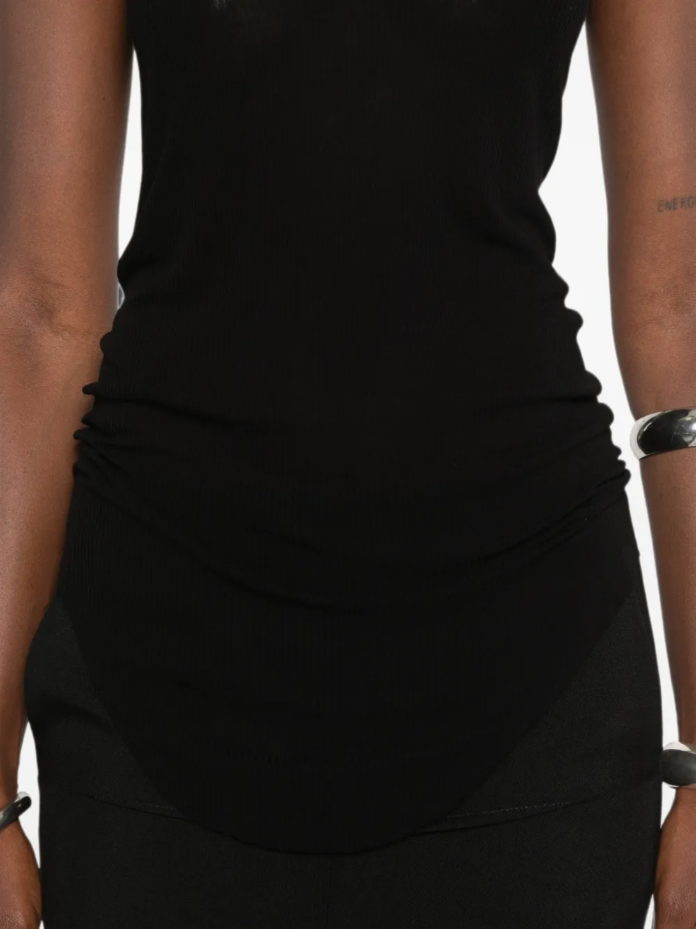 Rick Owens Tower geribbelde tanktop van zwart zijden geribbeld jersey