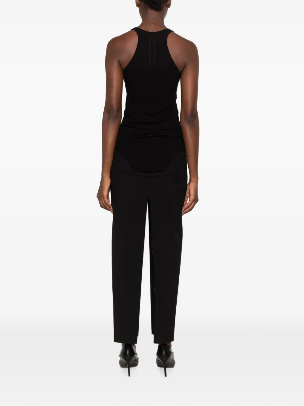 Rick Owens Tower geribbelde tanktop van zwart zijden geribbeld jersey