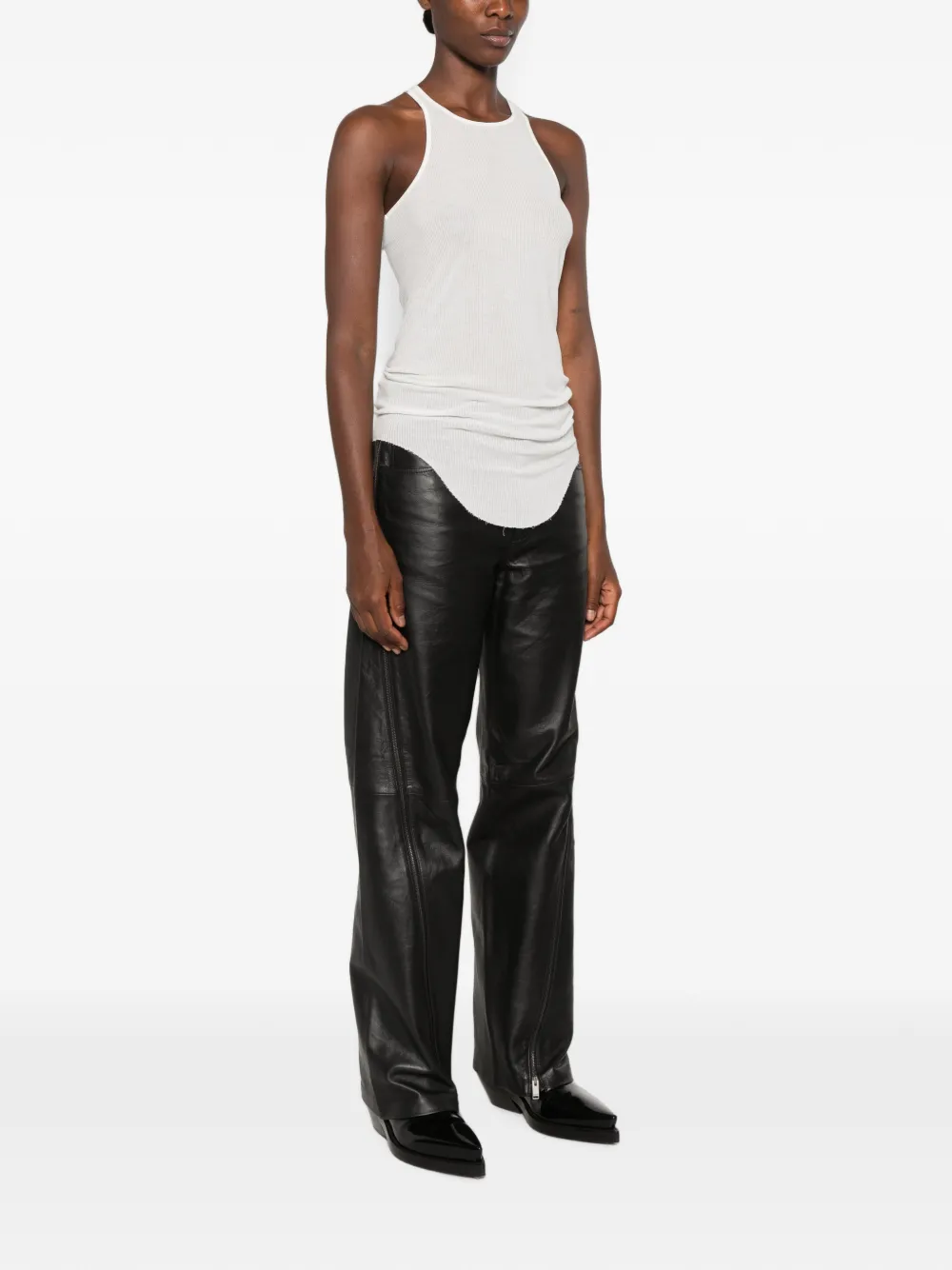 Rick Owens Tower geribbelde tanktop van viscose zijde geribbeld jersey Beige