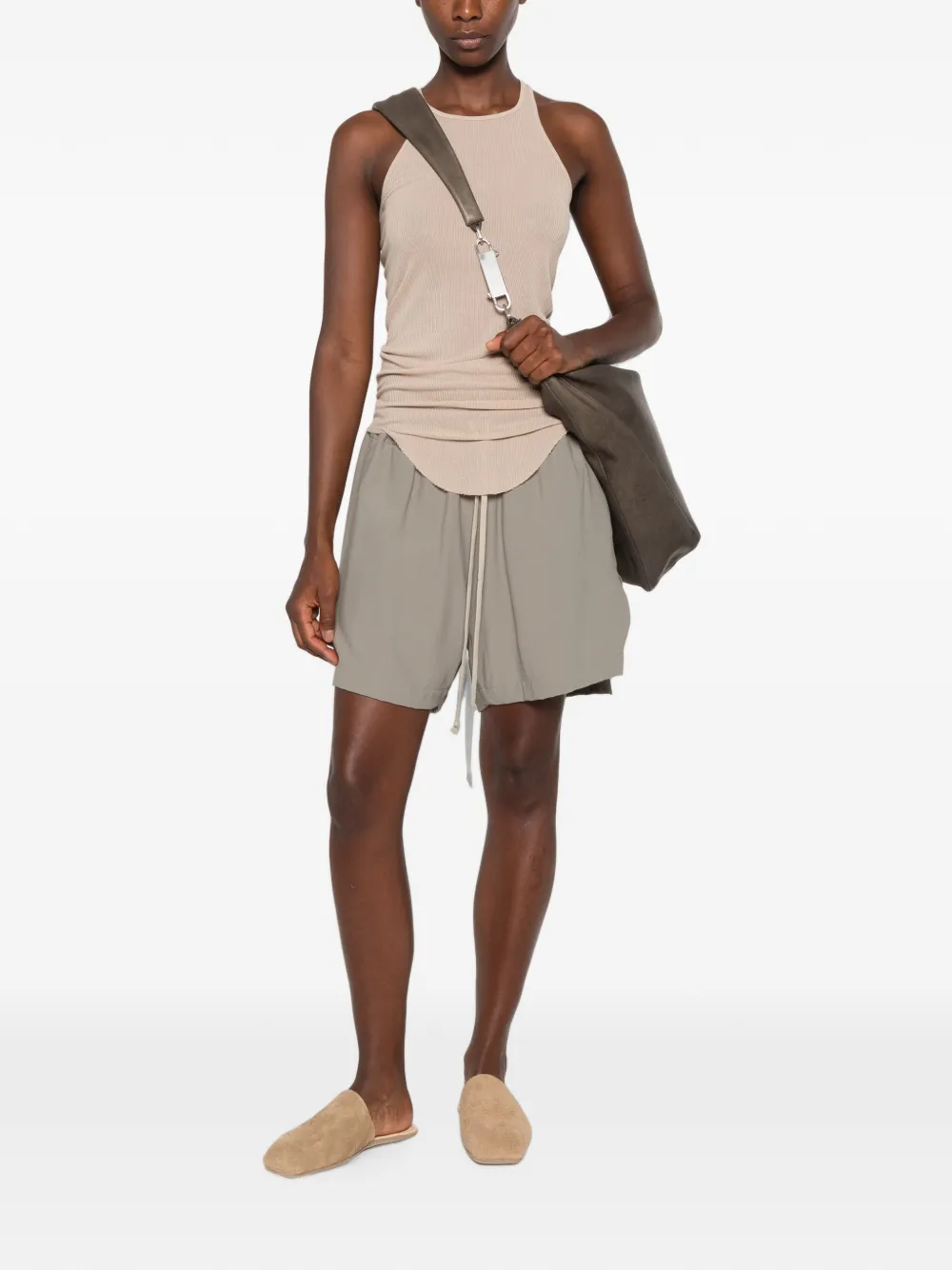 Rick Owens Tower geribbelde tanktop van viscose zijden geribbelde jersey Beige