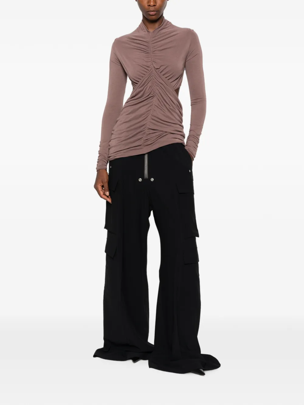 Rick Owens Sunpeel top met ruches en uitgesneden details Bruin