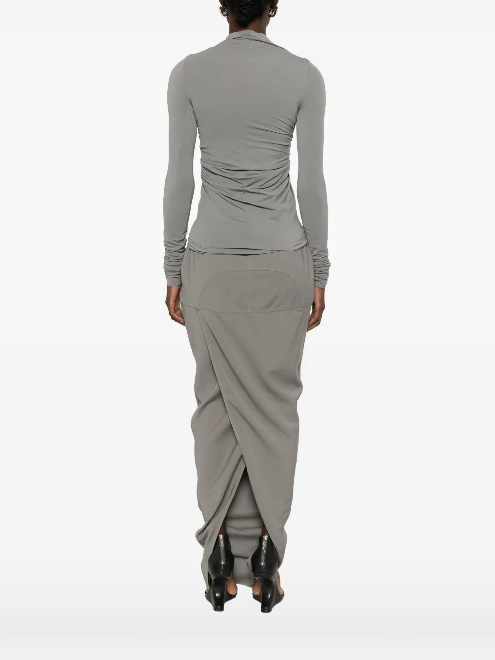 Rick Owens Tower jersey LS T-shirt van stretch nylon jersey Grijs