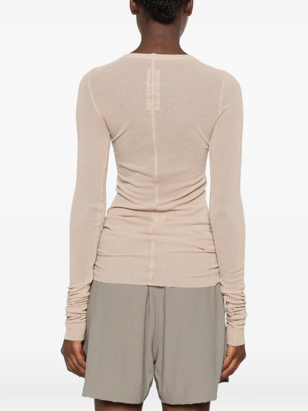 Rick Owens Tower geribbeld T-shirt met lange mouwen Beige
