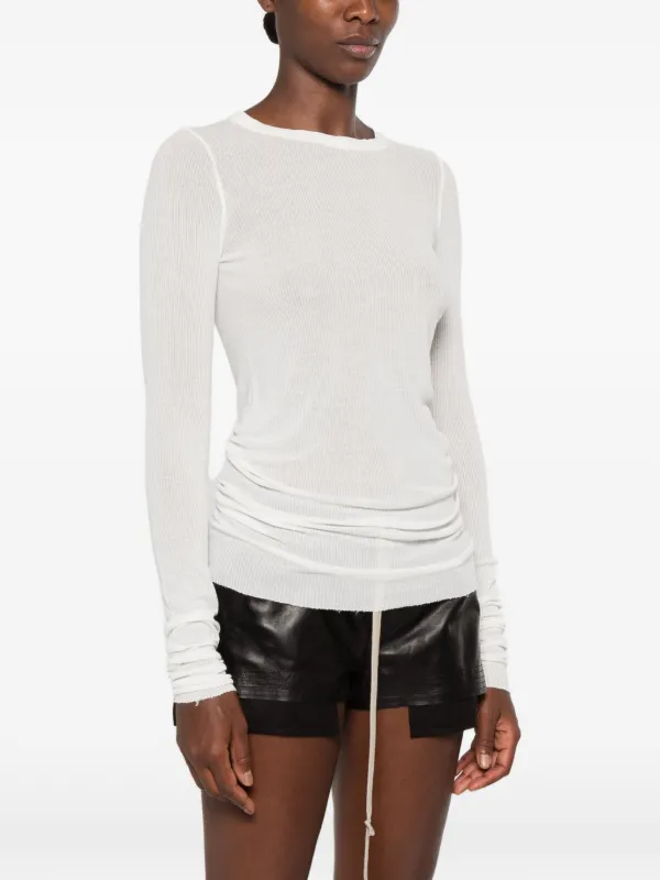 Rick Owens Tower Rib long-sleeved Tee | Neutrals | FARFETCH
