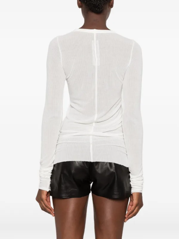 トップス 08SS rick owens long-sleeve top Rick Owens Tower Rib long-sleeved Tee | Neutrals | FARFETCH