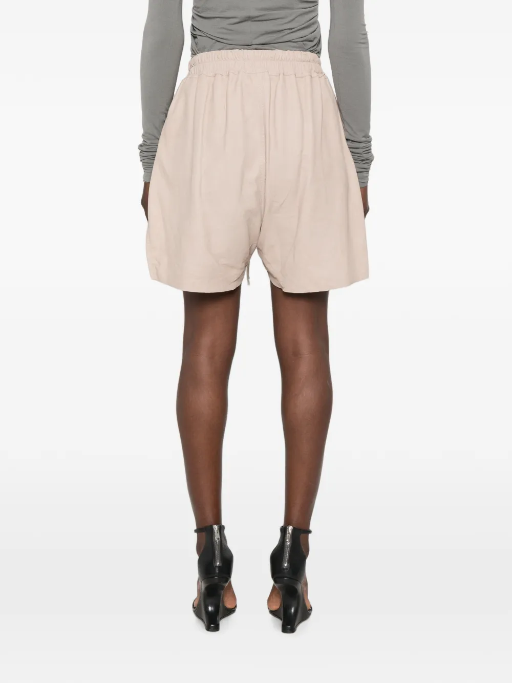Rick Owens Leren shorts Beige
