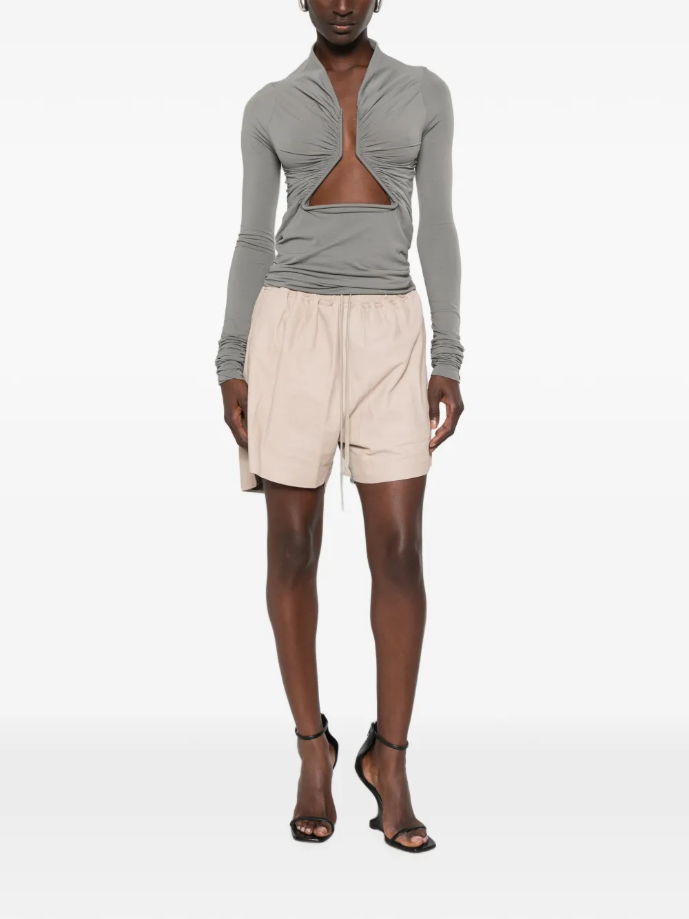 Rick Owens Leren shorts Beige