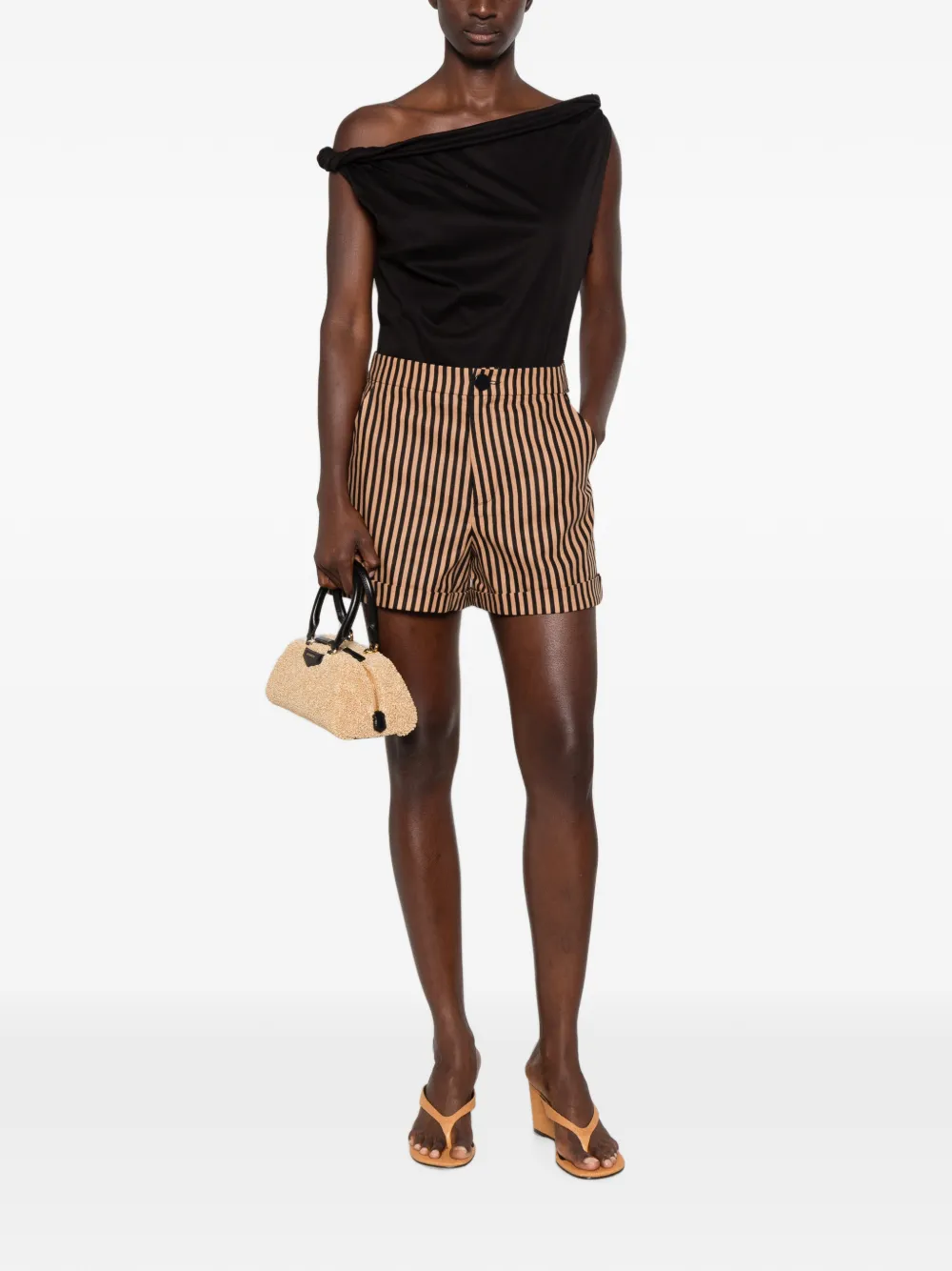 Simon Miller Como gestreepte shorts Zwart