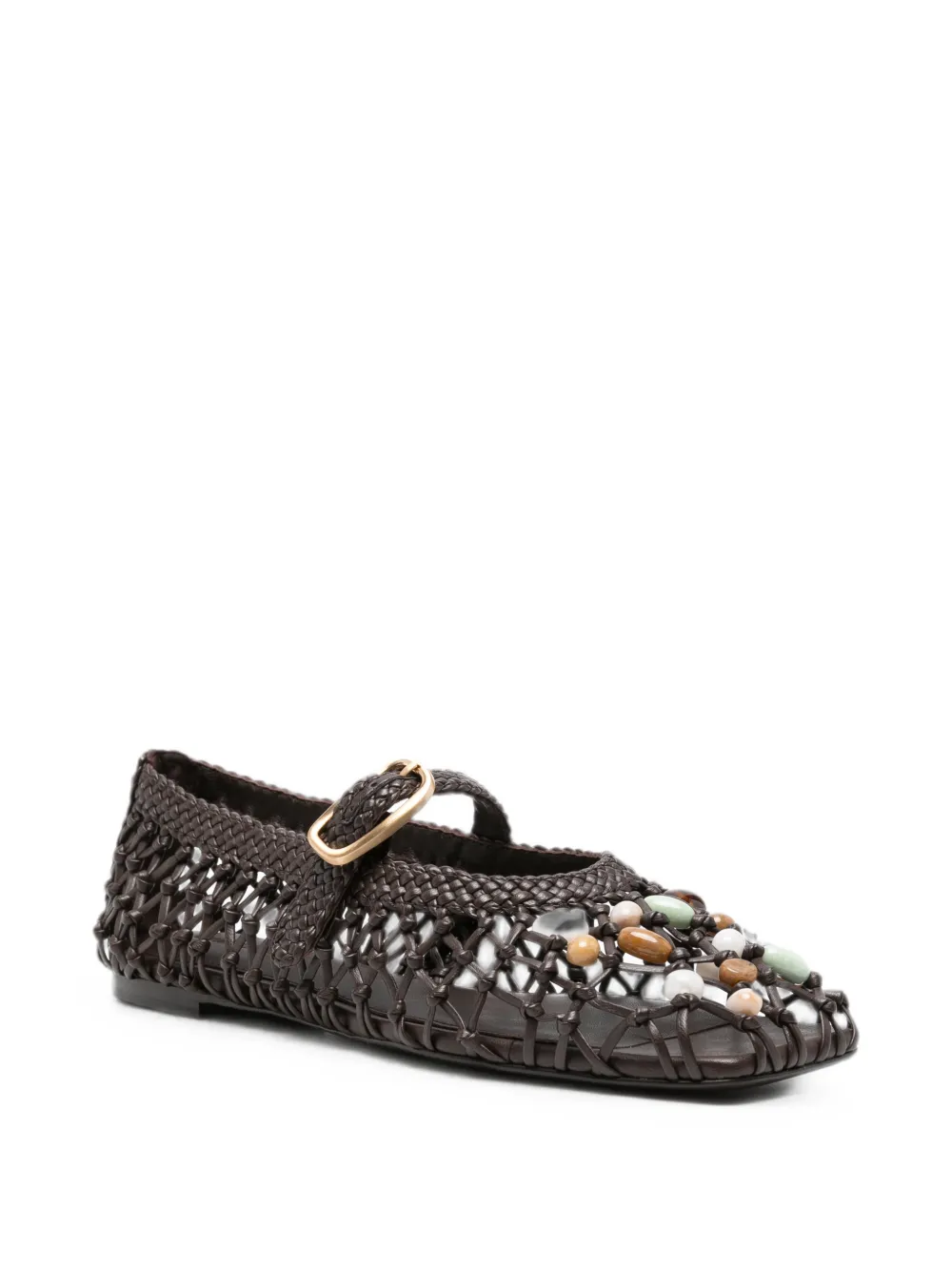 Cult Gaia Mercier bead-embellished ballet flats Bruin