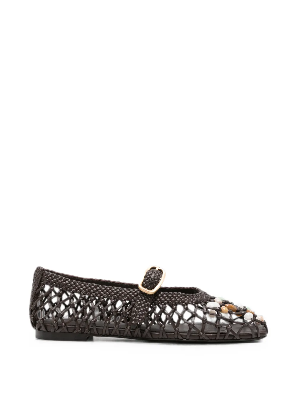 Cult Gaia Mercier bead-embellished ballet flats - Marrone