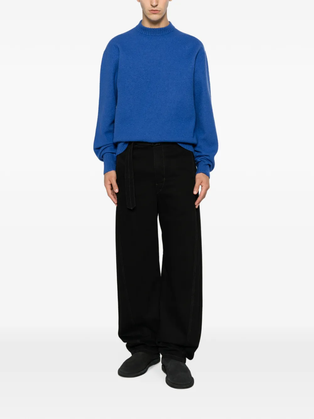 Jil Sander Ribgebreide trui Blauw