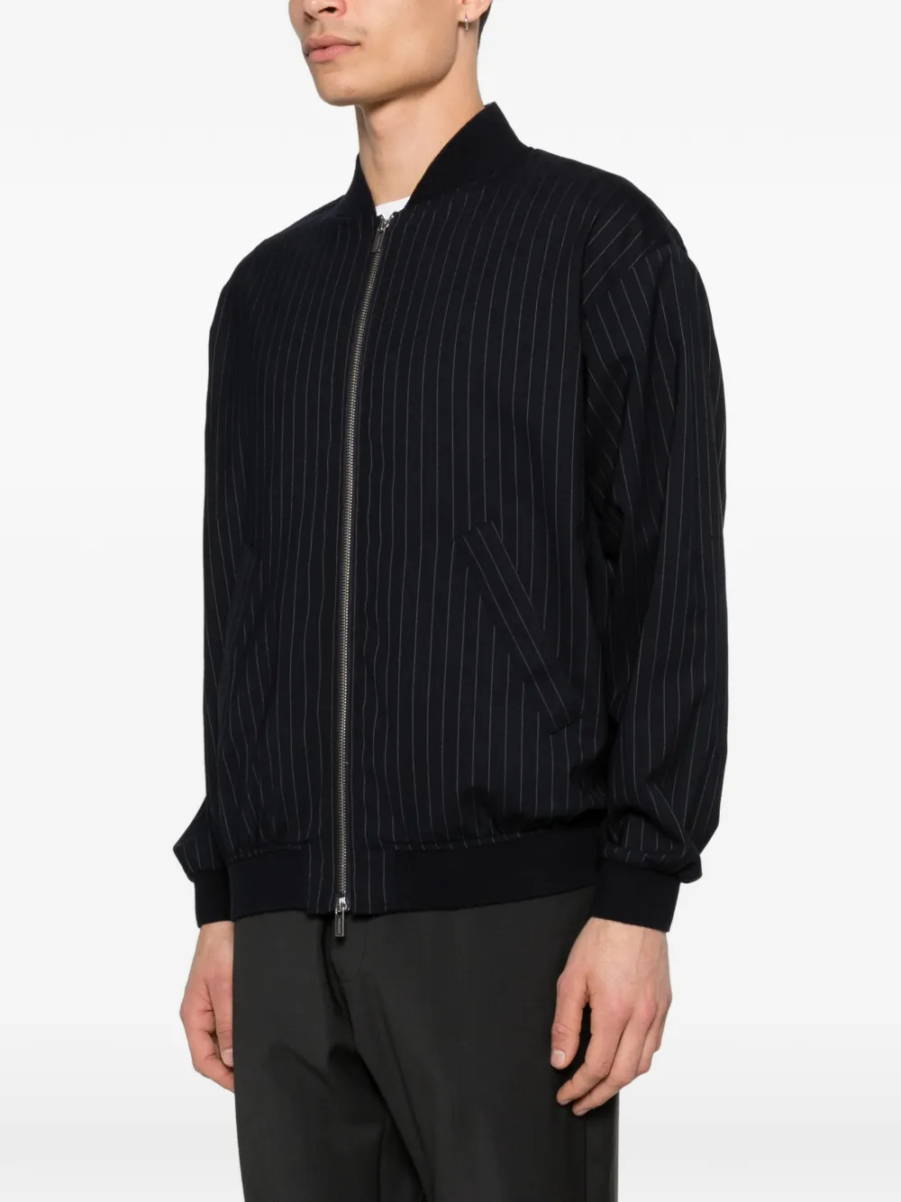  Barena Pinstripe Zip-up Bomber Jacket - Blue 