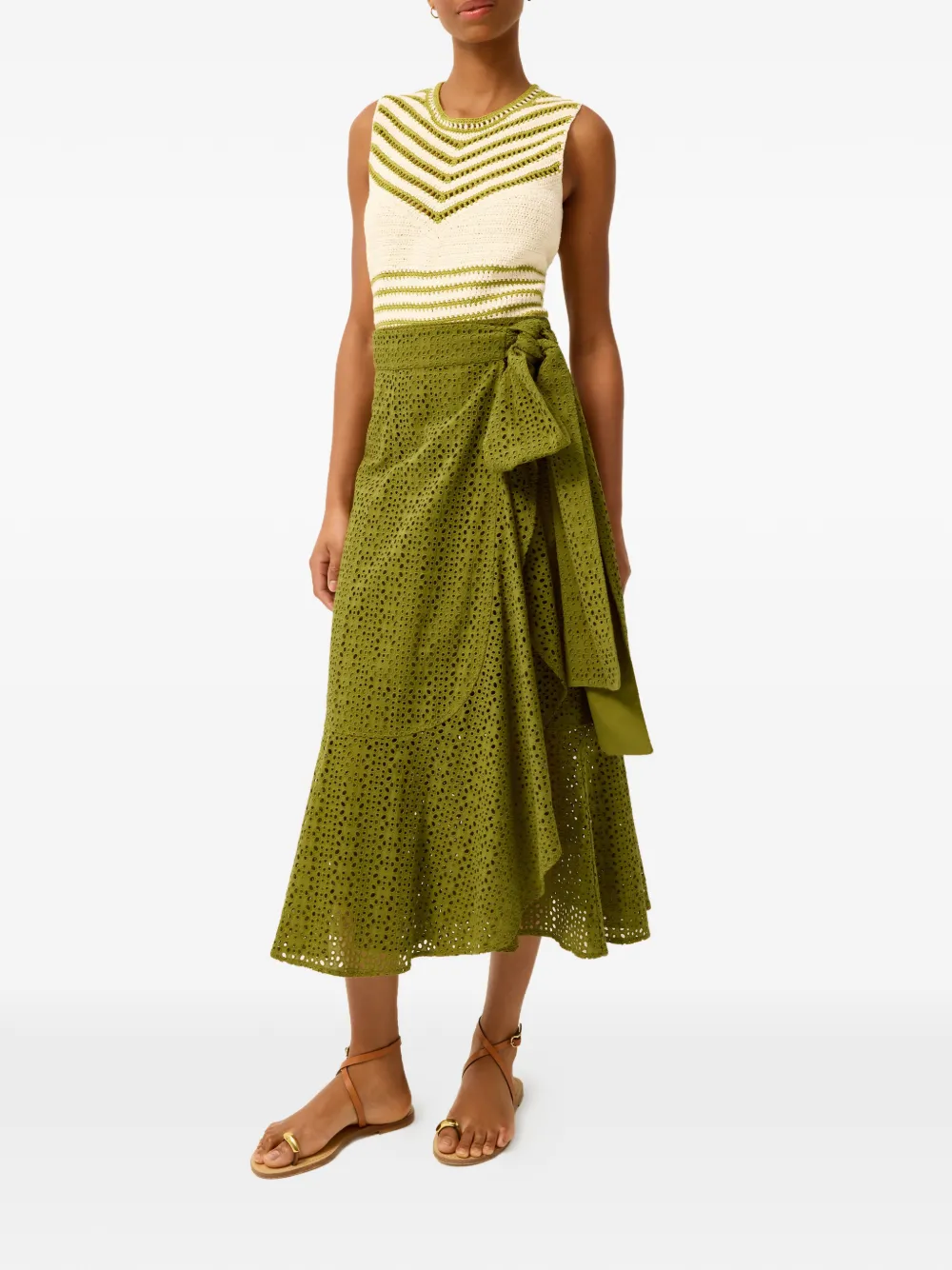 Marie Oliver Gestreepte tanktop Beige