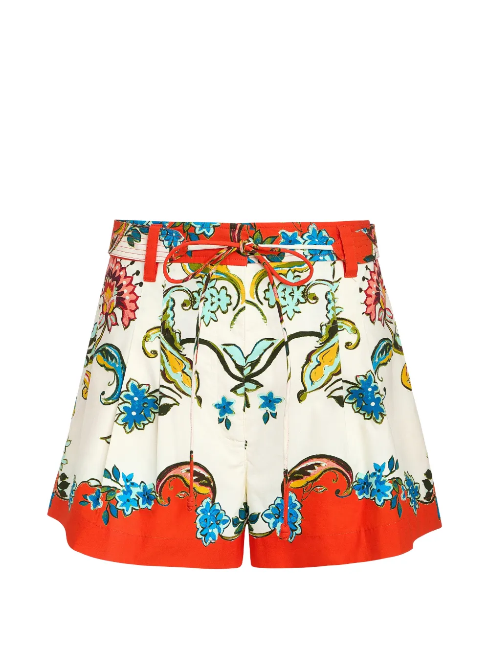 Marie Oliver Lander floral print belted tailored shorts - Bianco