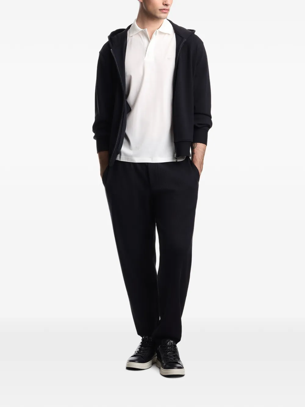 Emporio Armani Lyocell-blend Jersey Polo Shirt in White, view 2