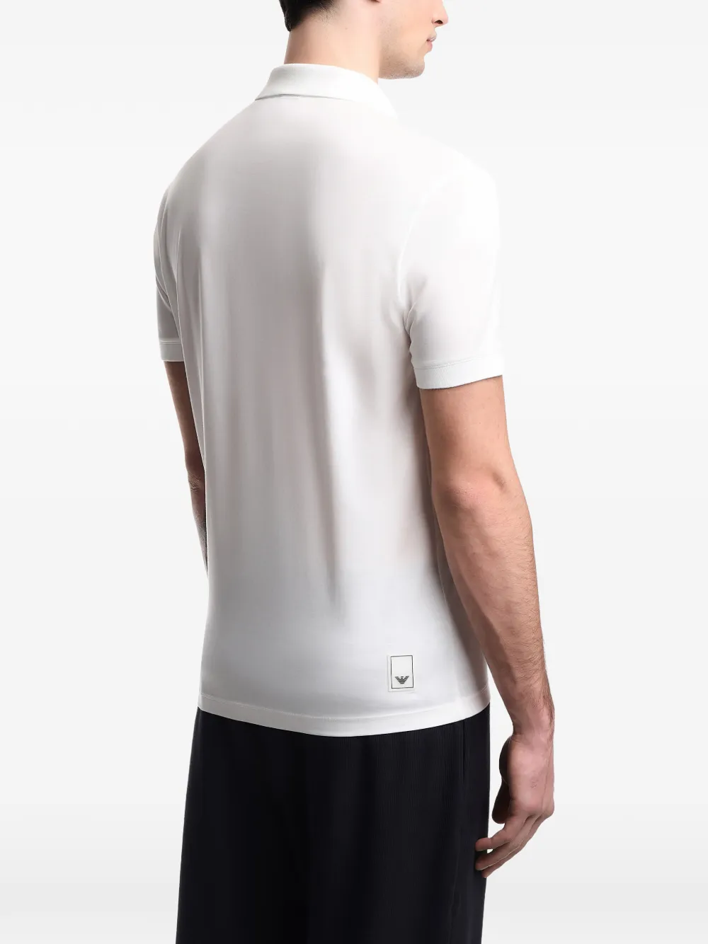Emporio Armani Lyocell-blend Jersey Polo Shirt in White, view 4