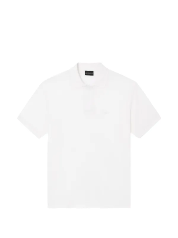 Emporio Armani Lyocell-blend Jersey Polo Shirt in White
