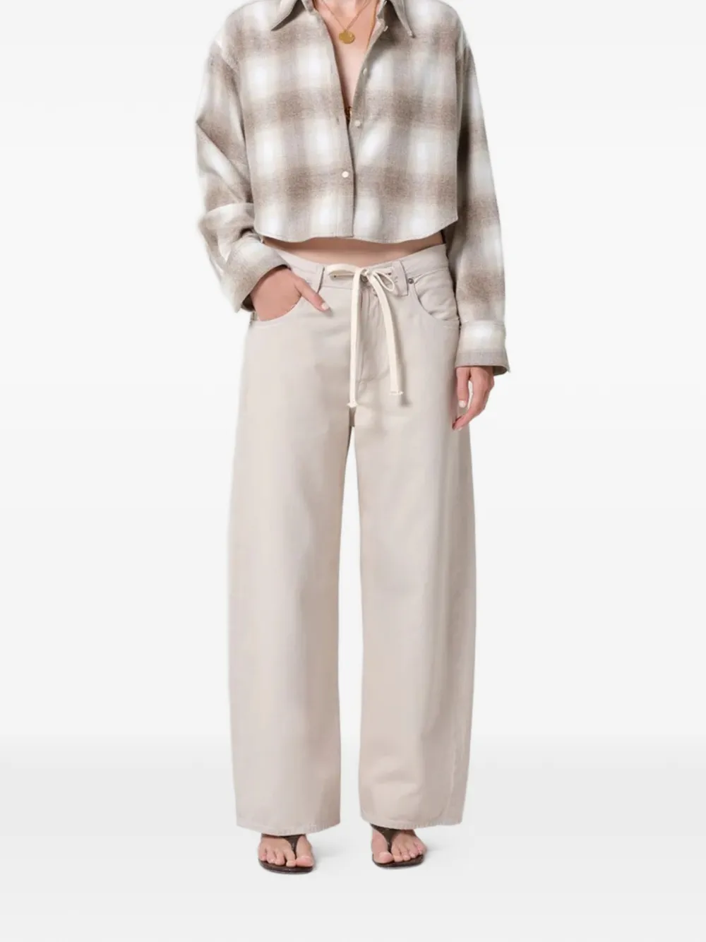 Citizens of Humanity Brynn jeans met trekkoordtaille Beige