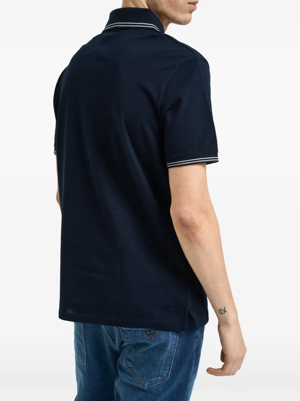 Emporio Armani Poloshirt met gestreepte kraag Blauw