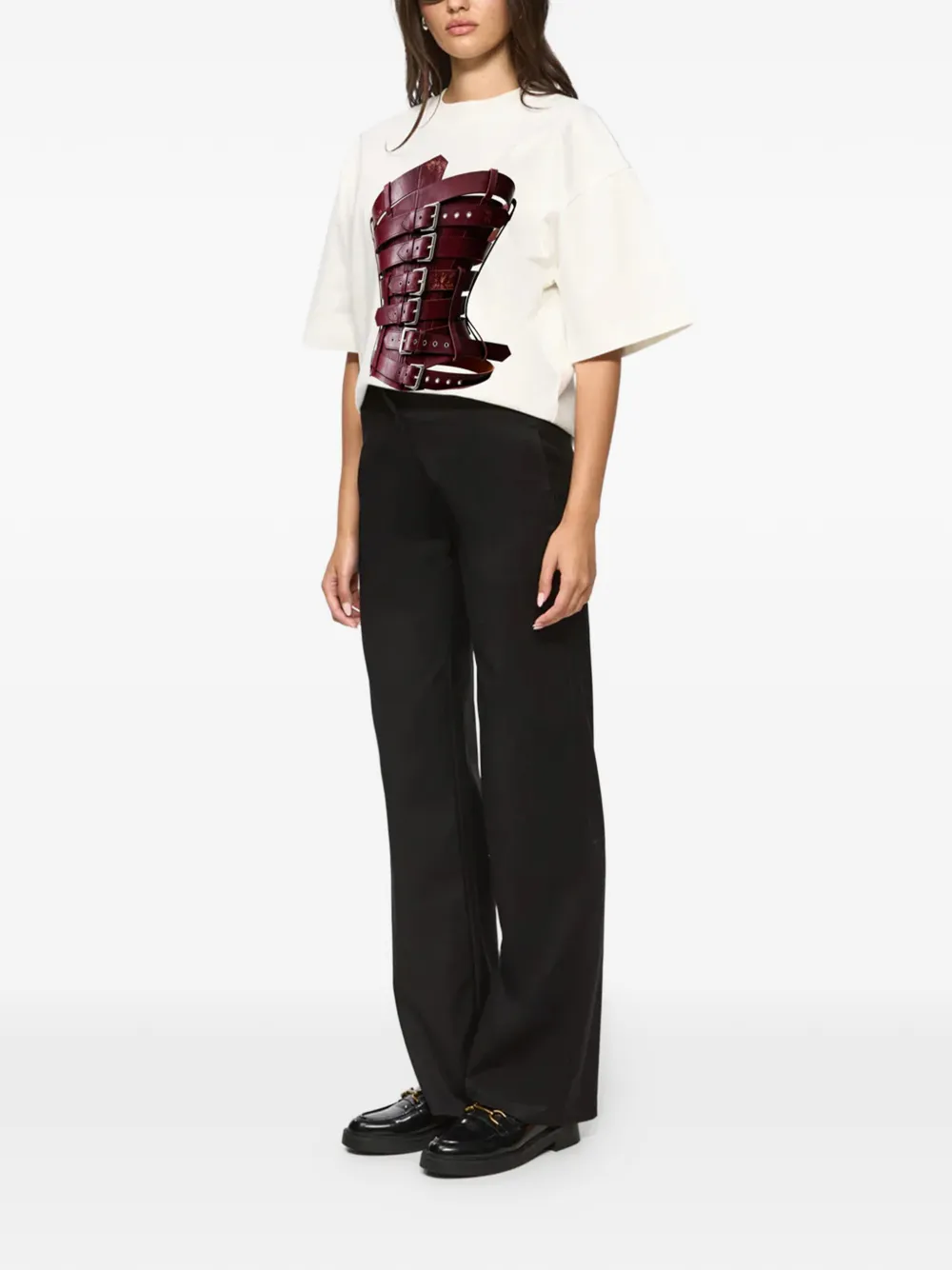  Hamza Buckle-graphic T-shirt - Neutrals 