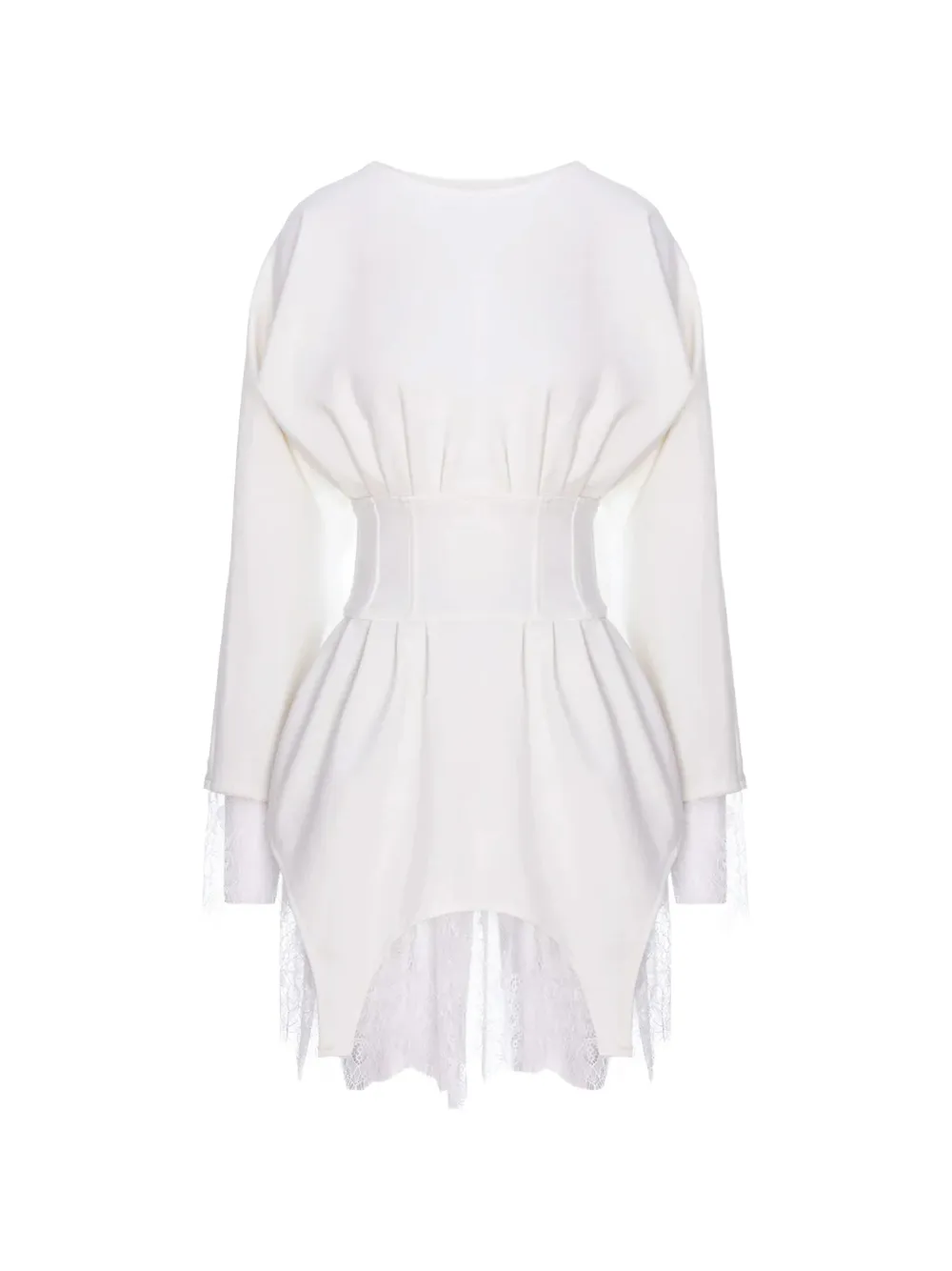 HAMZA lace trim dress - Bianco