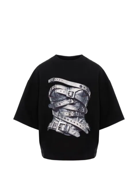 HAMZA belts-print T-shirt