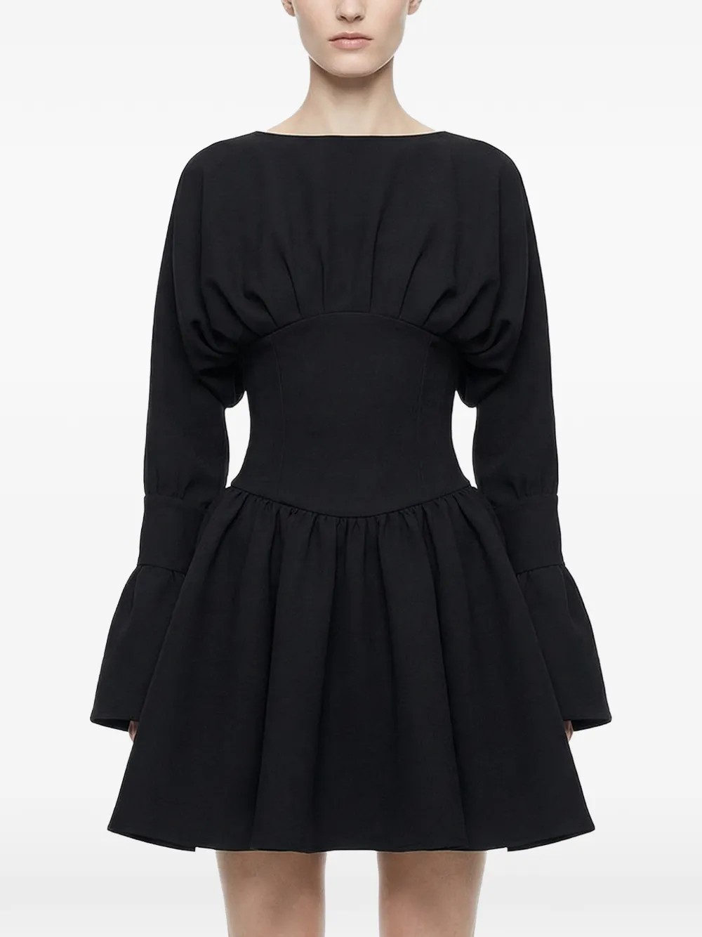  Hamza Flared-sleeves Dress - Black 