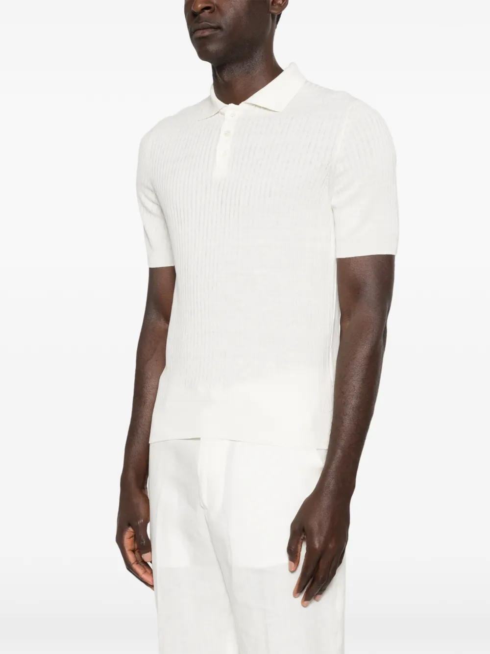 Gran Sasso Geribbeld poloshirt Beige