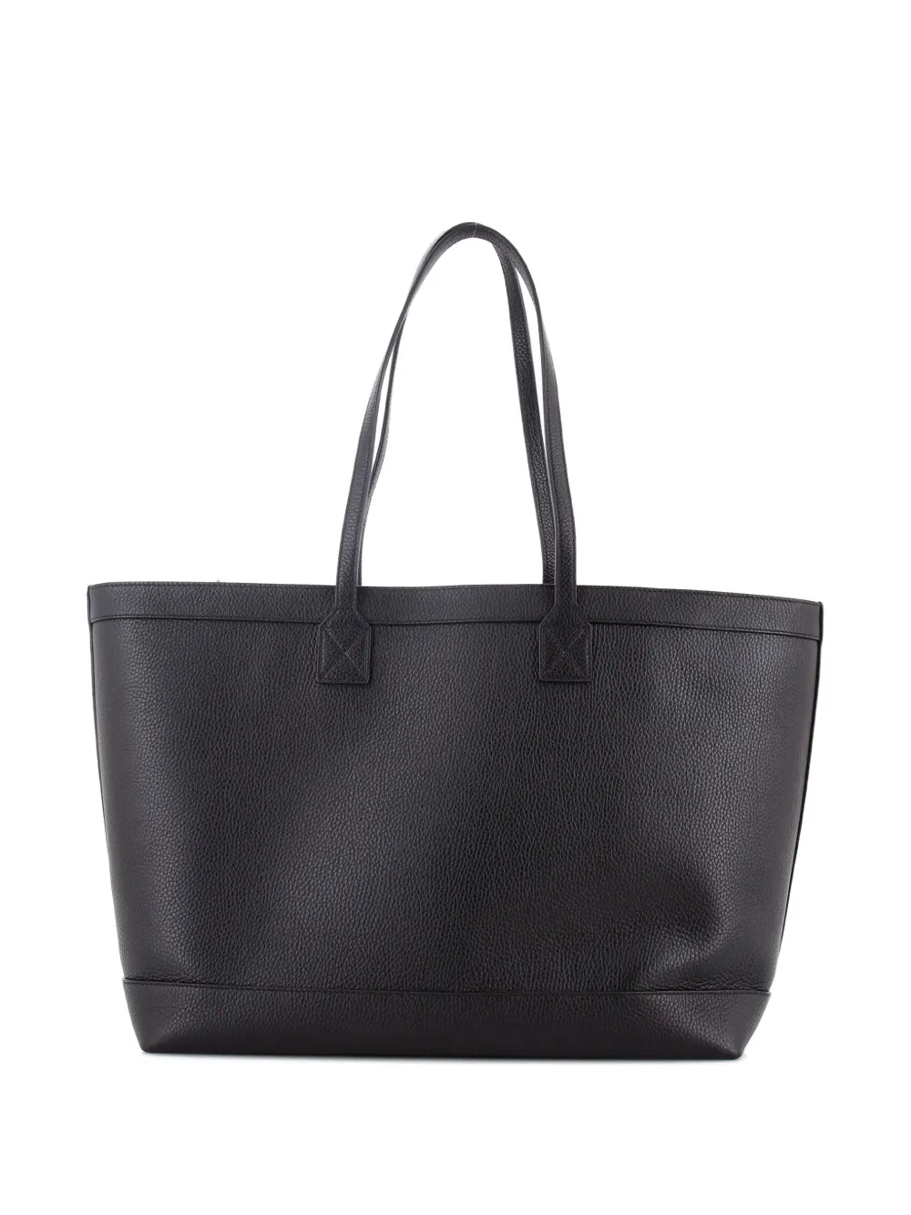 Shopping Leather With Check Canvas Interior Medium Tote Bag