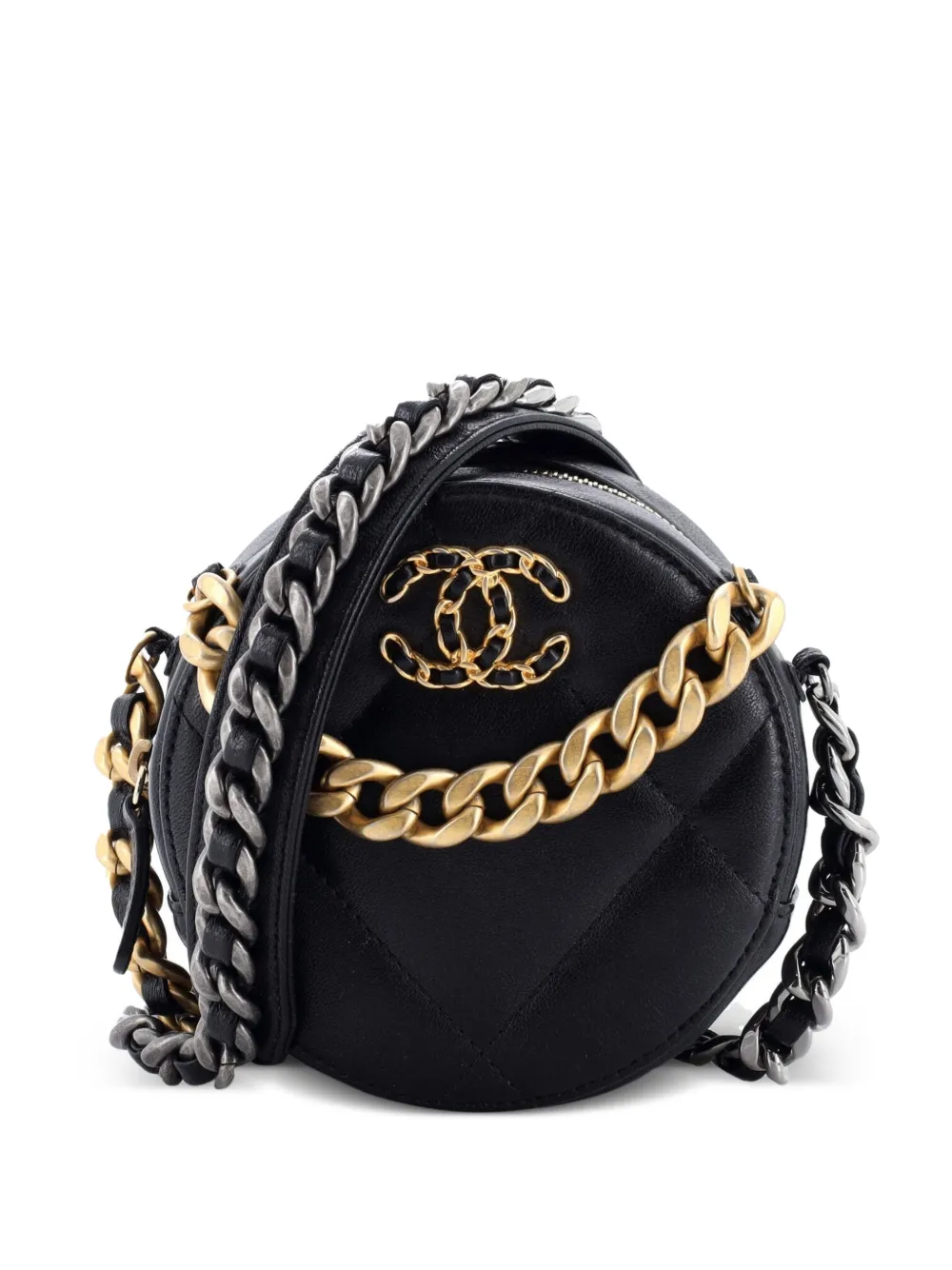 CHANEL Pre-Owned 19 Round with Chain Quilted Leather clutch bag - Nero
