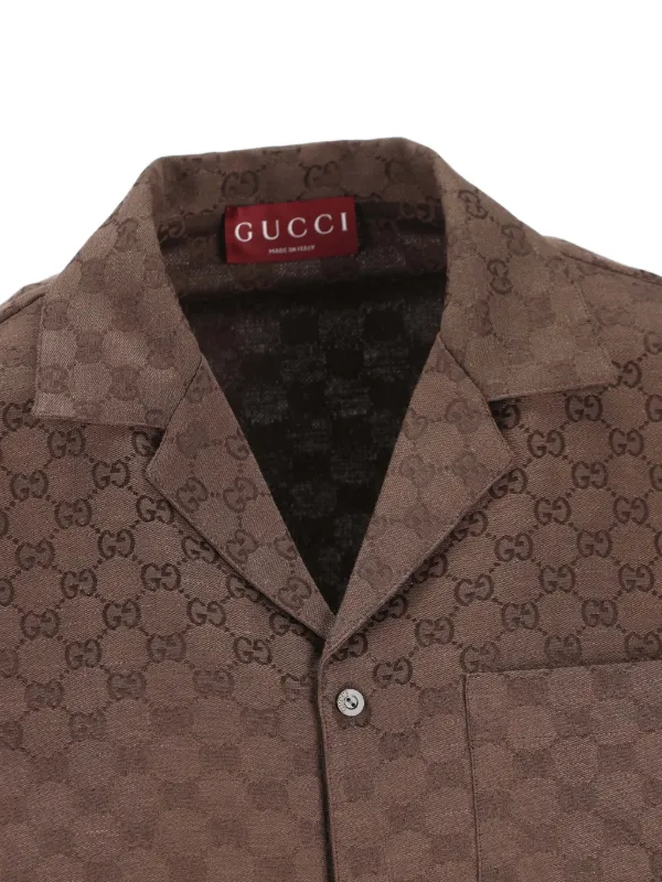 直営店購入★GUCCIトップスM ブラウン Gucci Brown Shirt | Brown | FARFETCH