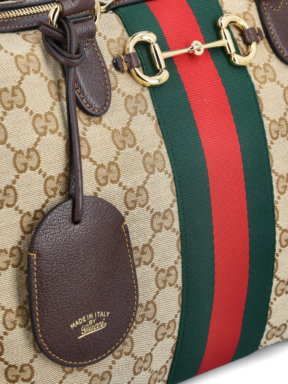 Gucci GG Boston shopper met Web-streep Beige