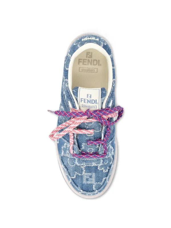FENDI Match denim-effect FF Jacquard Sneakers | Blue | FARFETCH
