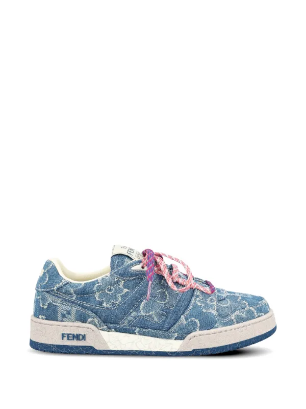 Fendi Match Denim-effect FF Jacquard Sneakers in Blue