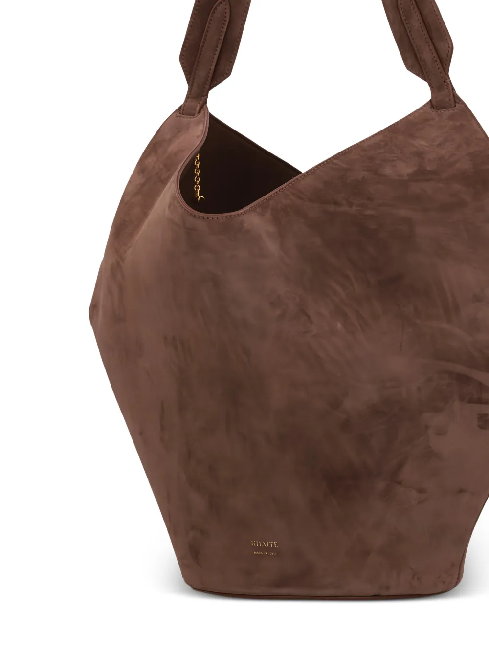  Khaite Small Lotus Suede Bucket Bag - Brown 