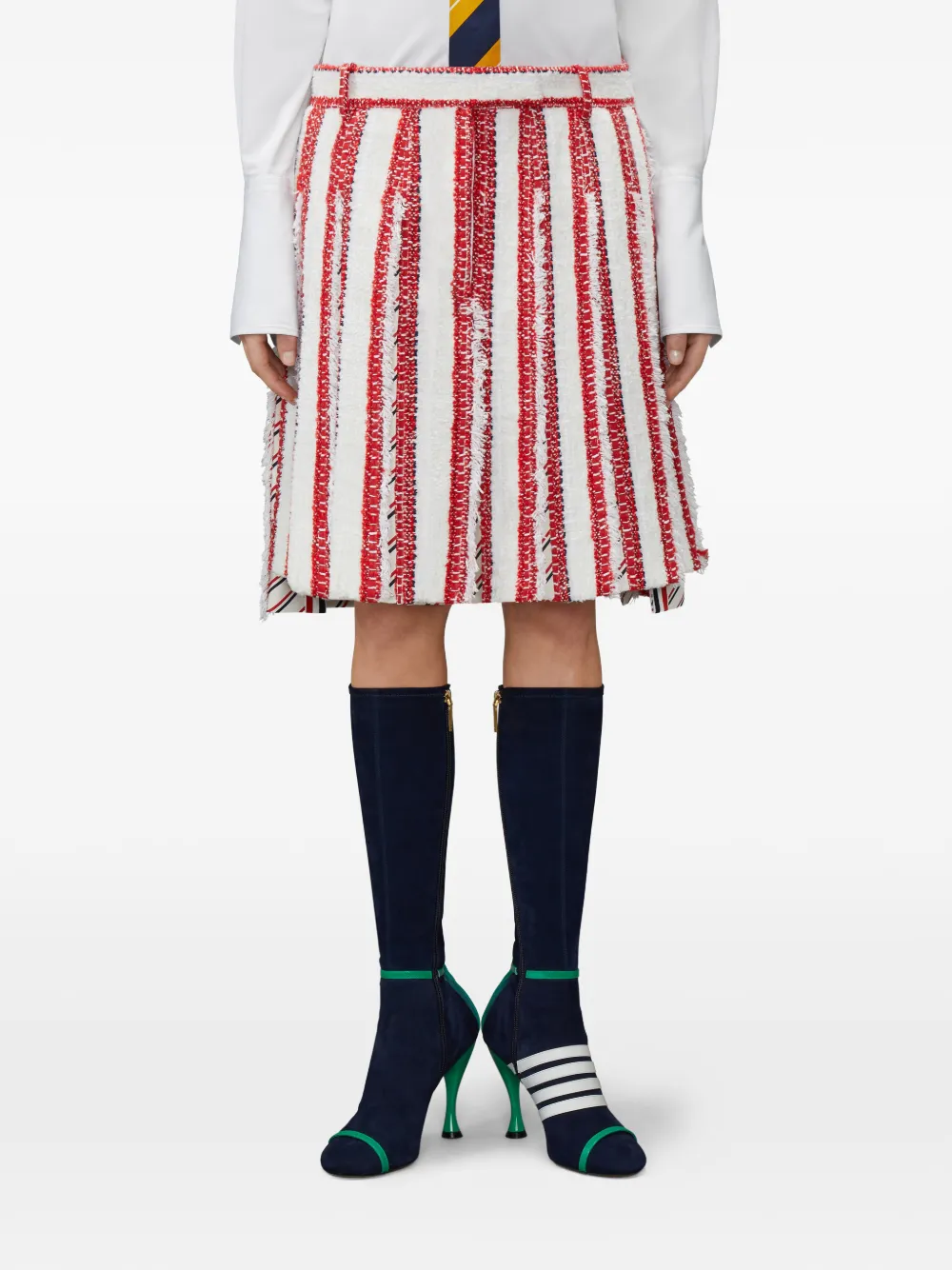  Thom Browne Pleated Tweed Mini Skirt - White 