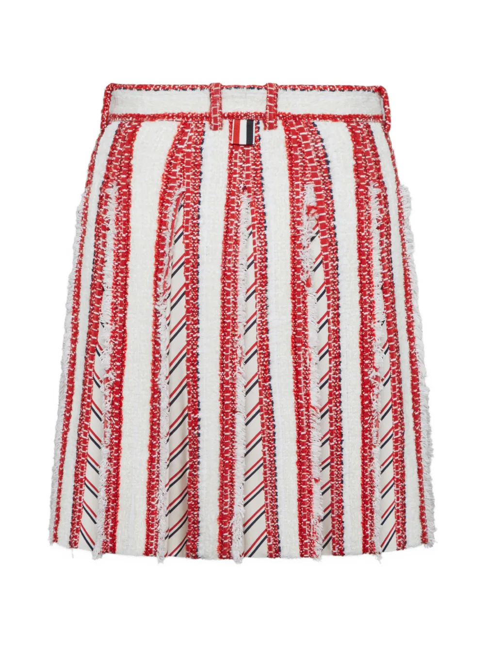 Thom Browne pleated tweed mini skirt - Bianco