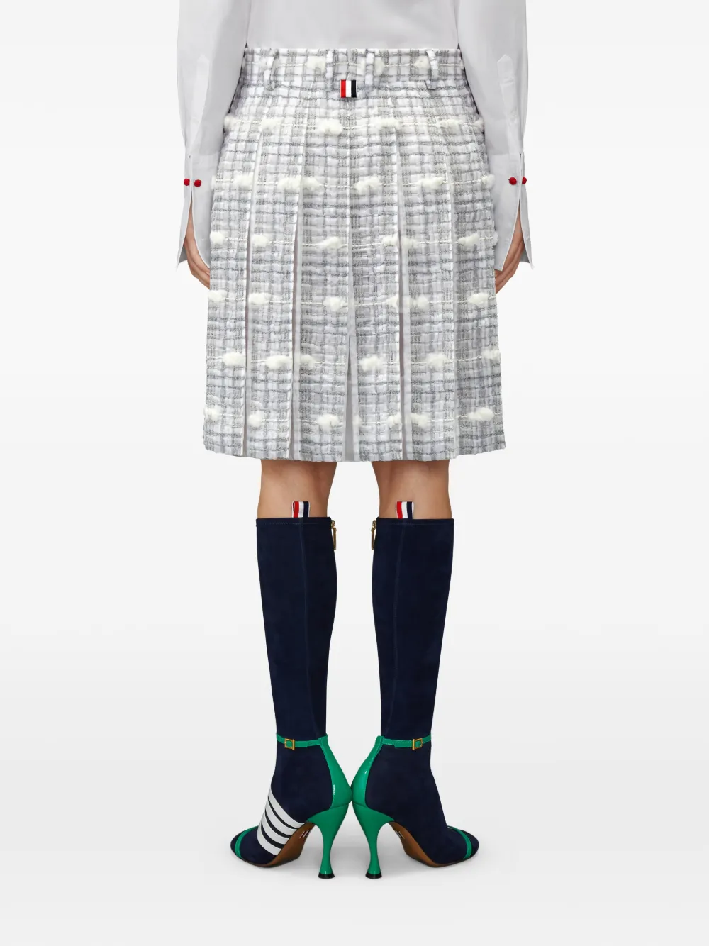 Thom Browne Repp gestreepte low-waist tweed rok met plooien Wit