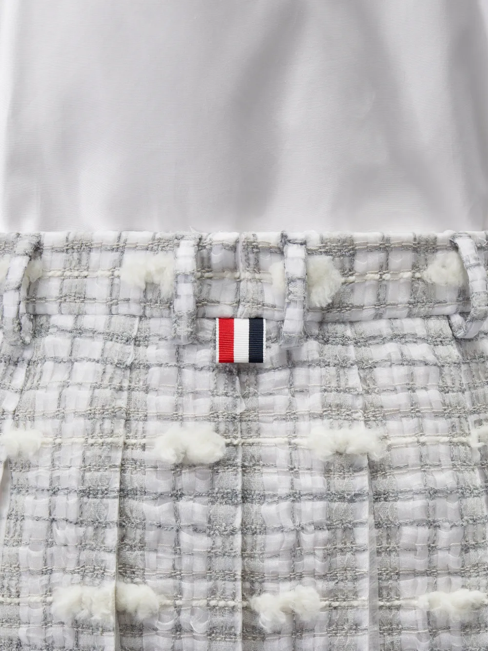 Thom Browne Repp gestreepte low-waist tweed rok met plooien Wit