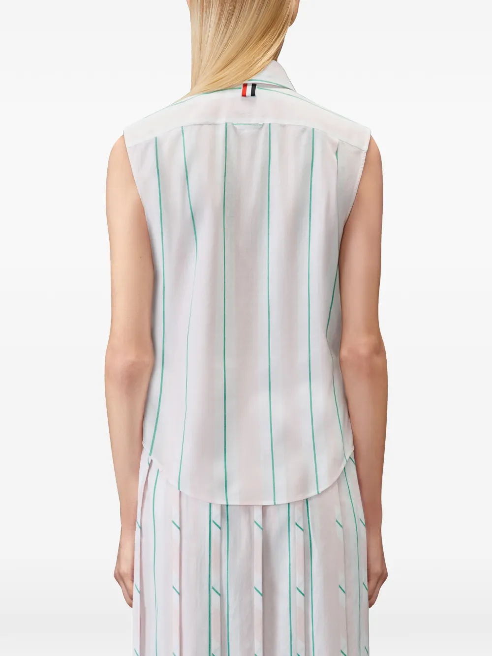 Thom Browne Madras katoenen gestreepte mouwloze blouse Roze