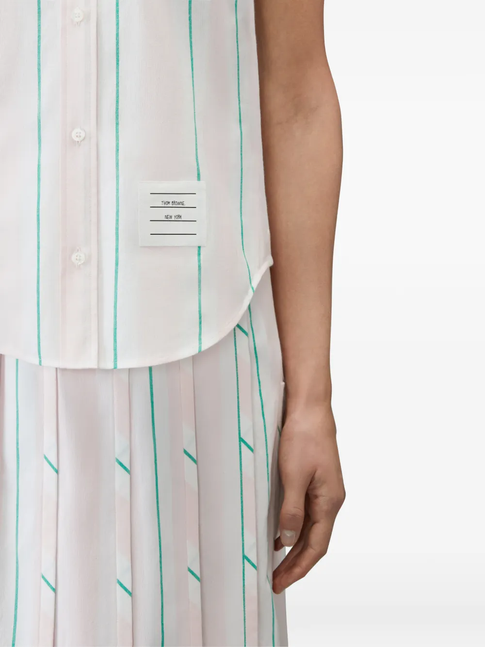 Thom Browne Madras katoenen gestreepte mouwloze blouse Roze